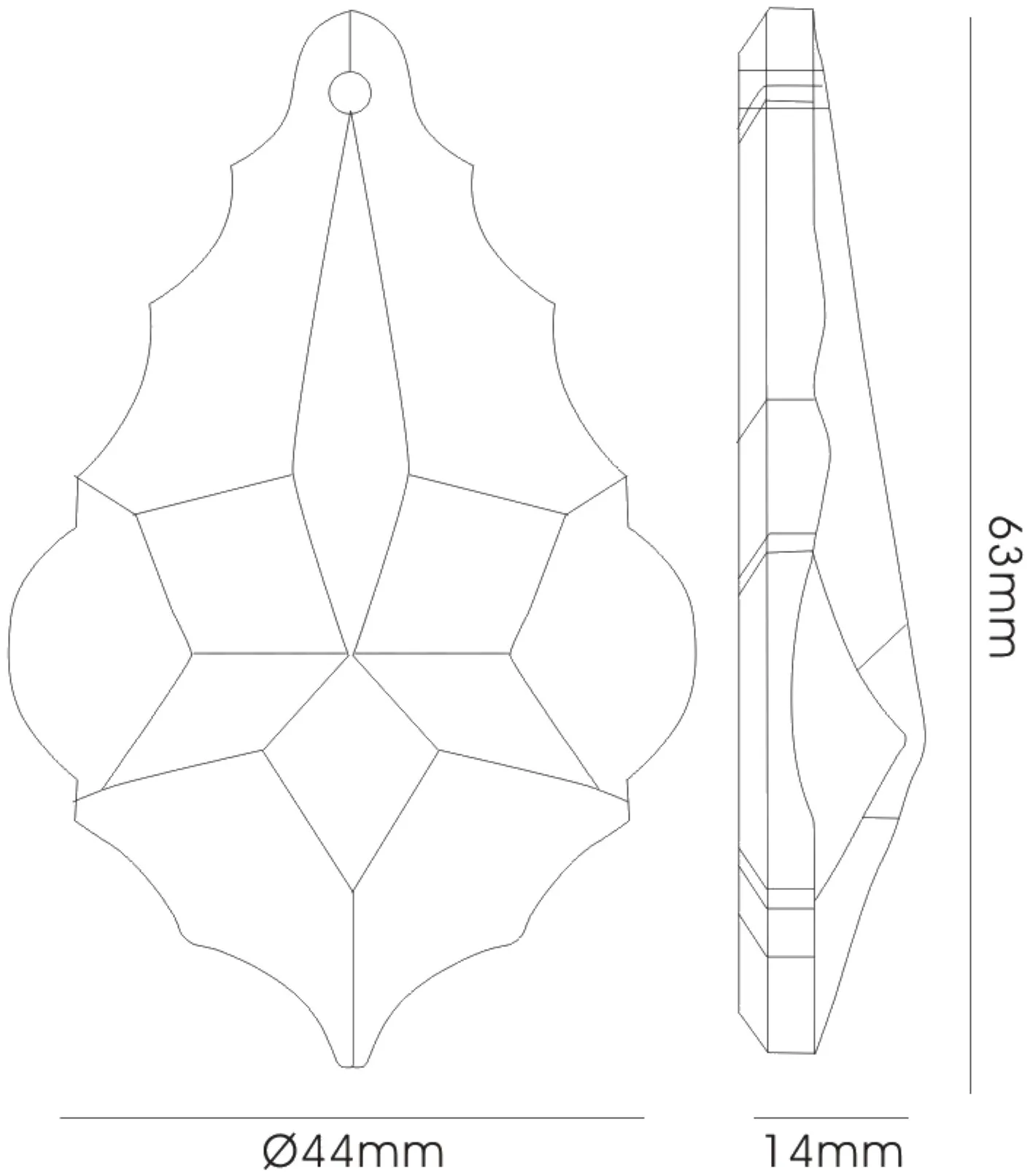 Crystal Maple Without Ring 63mm C30061  Diyas Crystal Droplet